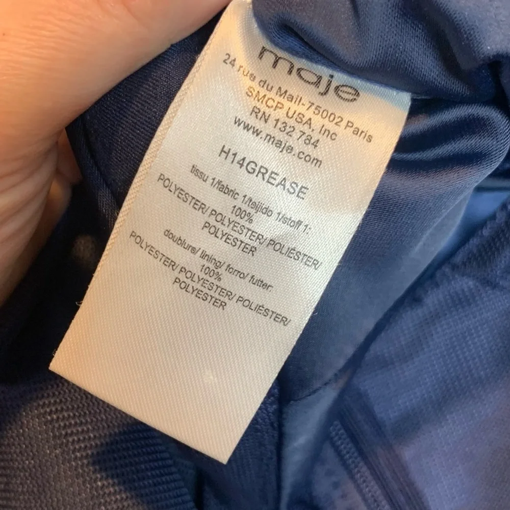Maje Grease Fit and Flare Midnight Blue Marine Mini Dress Ribbed Textured - Picture 6 of 9
